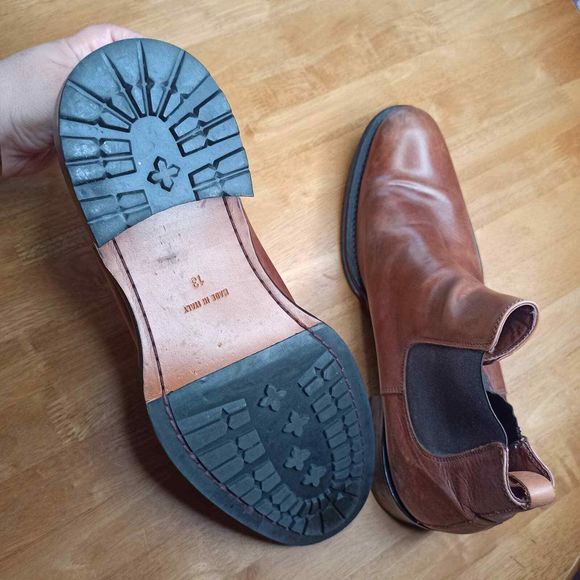 METROPOLITAN VIEW Men Dress Boots Size 13 Brown Italian Leather Slip On - Picture 1 of 11